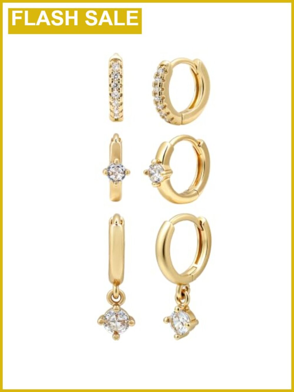 14K Gold Plated Chunky Hoop Earrings Set for Women - 3 Sizes Hypoallergenic
